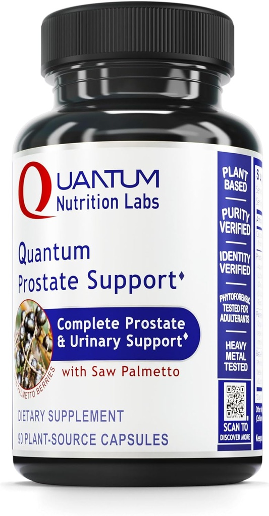 Quantum Nutrition Labs Prostate Support - Συμπληρώματα Prostate για τους άνδρες, Prostate Health Formula, Φυσικό συμπλήρωμα με Βιολογικό Πριόνι Palmetto - 90 Χορτοφαγικές κάψουλες