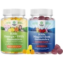 Πακέτο Omega DHA Gummies για τα παιδιά - Λιπαρά Οξέα Ωμέγα 3 6 9 με Βιταμίνη C για τον εγκέφαλο, την ανοσία & την όραση και τα παιδιά Gummies μαγνήσιο - Mag Citrate για τους μυς της υγείας των νεύρων & την υγιή καρδιά Υποστήριξη