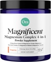 Ora Organic Magnesium Complex Powder Supplement - 4-σε-1 Μαγνήσιο: Γλυκινικό, Ταυρικό, Κακό & Κιτρικό 