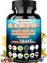 Sea Moss 350mg Black Seed Oil 200mg Ashwagandha 100mg Turmeric 100mg Bladderwrack 100mg Burdock 100mg, All-in-1 Sea Moss Κάψουλες-60 Count