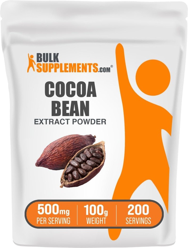 BulkSupplements.com Cocoa Bean Extract Powder - Cocoa Supplement - Χωρίς ζάχαρη, Vegan & Gluten Free, 500mg ανά Σερβίρισμα, 100g (3, 5 oz) (πακέτο του 1)