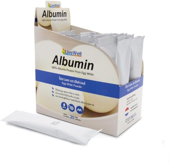 LiveWell λευκωματίνη πρωτεΐνη από αυγό λευκό 160g. (20 φακελάκια x 8g)