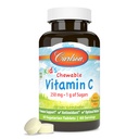 Carlson - Παιδική Μασώμενη Βιταμίνη C, 250 mg, 1 g Σάκχαρων, Ανοσολογική Υποστήριξη & Βέλτιστη Ευεξία, Αντιοξειδωτικό, Tangerine, 60 χορτοφαγικά δισκία