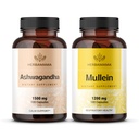 HERBAMAMA Ashwagandha και Mullein Kit - Bundle των 1500 mg Ashwagandha Root & 1200 mg Mullein Leaf Caps 100 Caps - Vegan, μη ΓΤΟ, Ζάχαρη & Αλκοόλ- Δωρεάν - 2 Συσκευασία