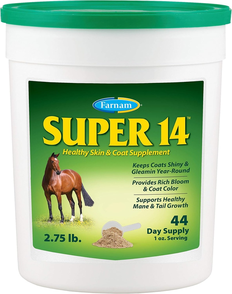 Farnam Super 14 Healthy Skin & Coat Supplement για άλογα, Διατηρεί Coats Shiny & Gleaming Έτος-Round 2,75 Λίρες, 44 Ημέρα προσφοράς