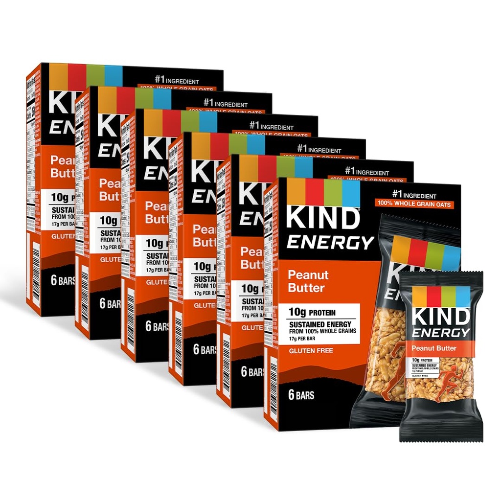 KIND Energy Bars, Peanut Butter, Healthy Snacks, Gluten Free, 10g Protein, 36 Count