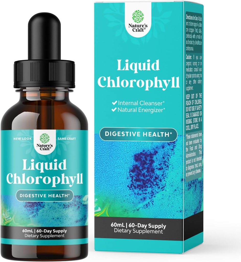 Vegan Liquid Chlorophyl Drops - Super συμπυκνωμένο Mint Flavored Chlorophyll Liquid Drops - Εσωτερικός Καθαριστής Digestive Υποστήριξη Ανοσοποιητική Υγεία και όλο το σώμα Detox και Cleanse Υποστήριξη (60 Services)