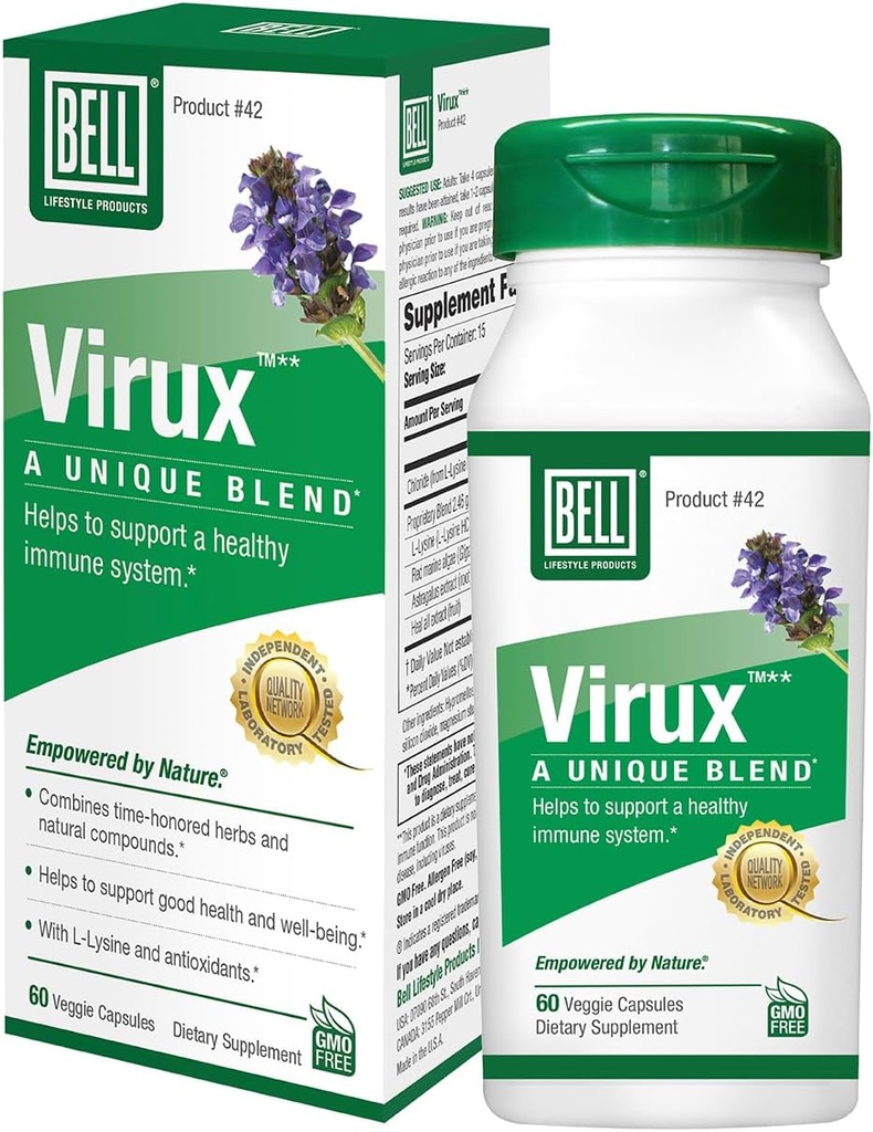 Bell ViruxTM L L Lysine και Red Marine - Φυσικό βοτανικό μείγμα, μοναδικό συμπλήρωμα για την ενίσχυση του ανοσοποιητικού συστήματος - Lysine 1000mg κάψουλες
