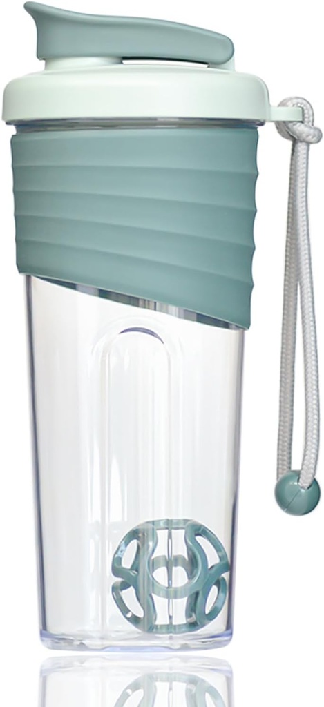 Φιάλη Shaker πρωτεΐνης 24oz – Διαφανές Tritan με την κλίμακα μέτρησης, σιλικόνης Grip & Teal Shaker Ball – Ιδανικό για την πρωτεΐνη Shakes, Smoothies, και Συμπληρώματα