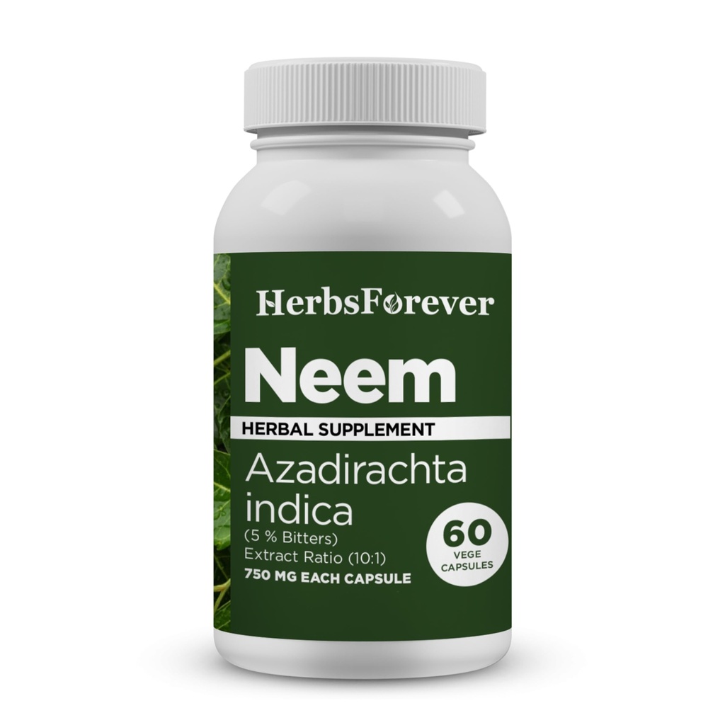 Βότανα για πάντα Κάψουλες Neem Azadirachta Συμπλήρωμα δέρματος Indica 60 Κάψουλες Vege