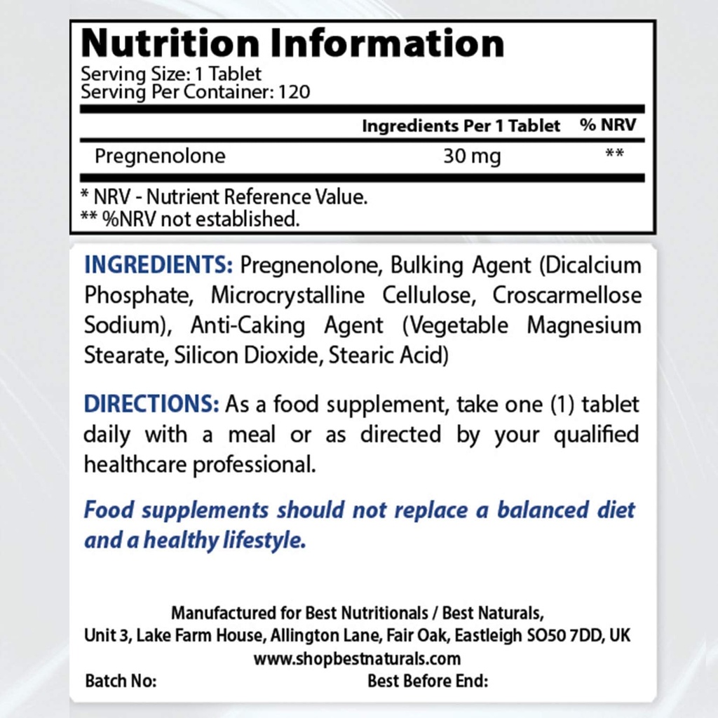 Best Naturals Pregnenolone 30 Mg & Βιταμίνη K2 (MK7) με D3