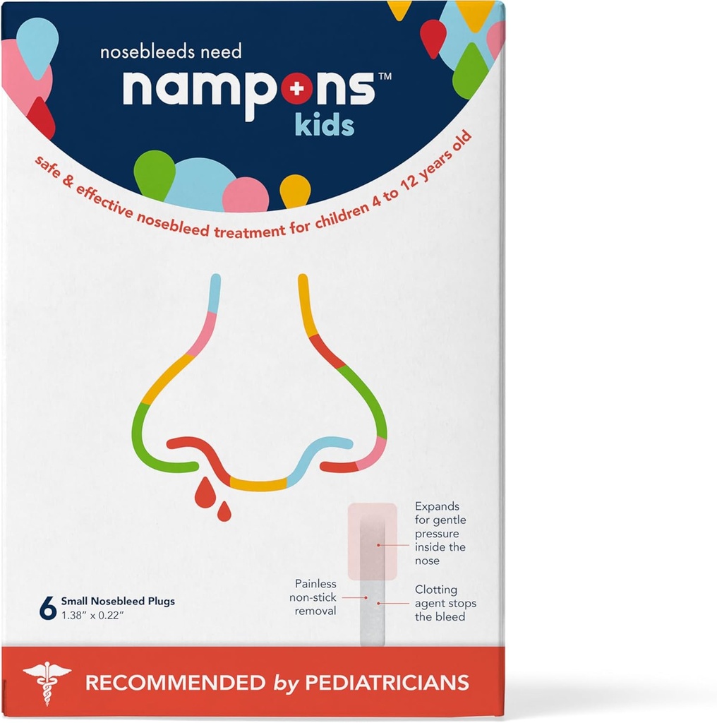 Nampons Kids Nosebleed Stoppers - 6 Εύκολα στη χρήση μύξα ματωμένα βύσματα για παιδιά. Εμπιστευμένος από Παιδιατρικούς. Ο υποαλλεργικός πήδημας σταματά τη μύτη γρήγορα σε επαφή. Ασφαλής και χωρίς πόνο