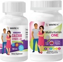 BariatricPal 30-Day Μπαριατρική Βιταμίνη Bundle Multivitamin One 1 ανά ημέρα! Μασώμενο χωρίς σίδηρο - Μικτό μούρο Easy Swallow Citrate ασβεστίου (600mg) και D3 Επικαλυμμένα δισκία