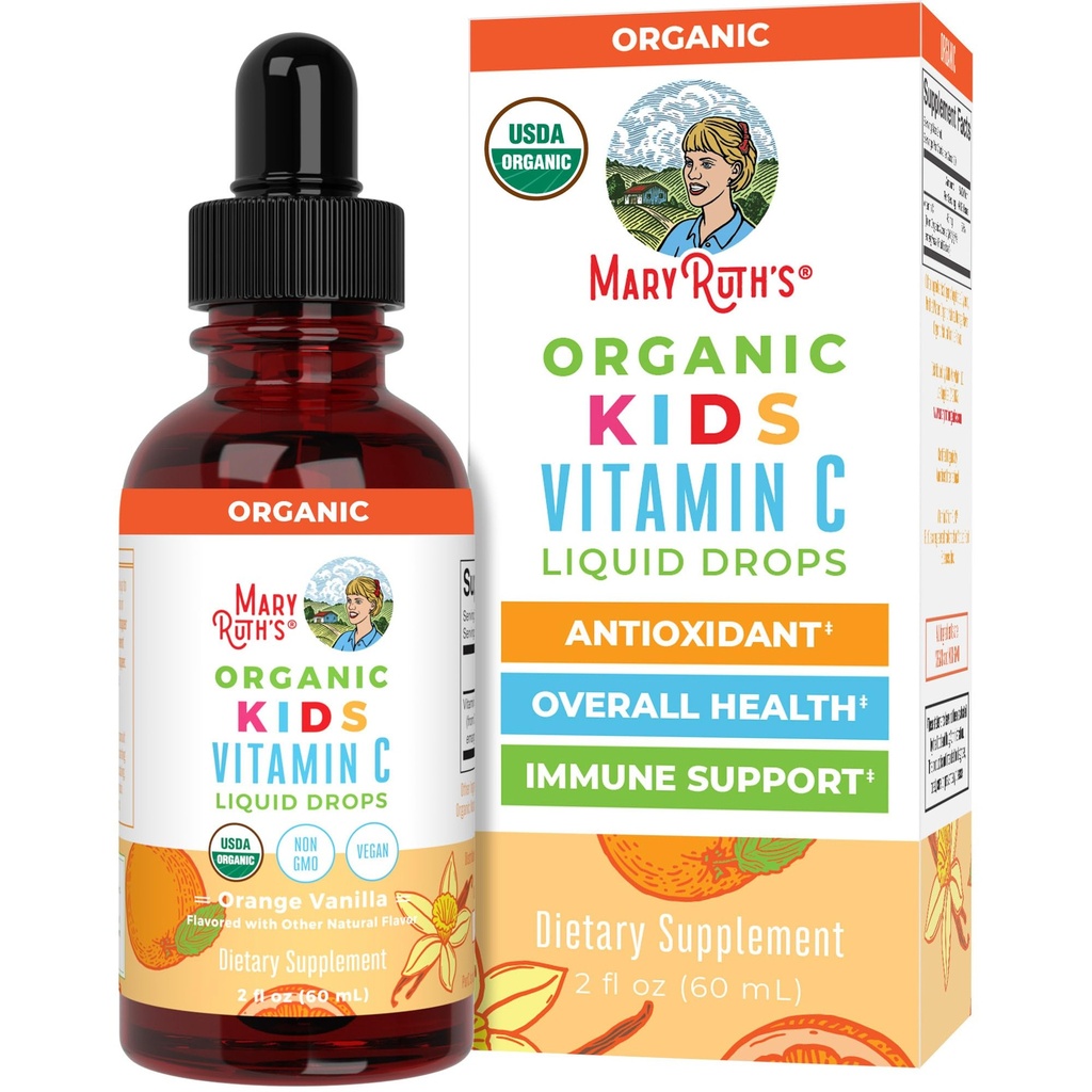 MARYRUTH'S Kids Vitamin C Drops | Vegan Immune Support Supplement for Ages 4-13 | Immune Support & Overall Health | Vitamin C from Organic Acerola Fruit Extract | 2oz