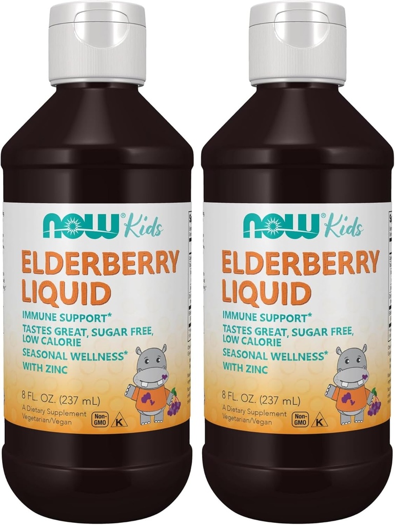 NOW Συμπληρώματα, Liquid Elderberry για παιδιά με ψευδάργυρο και Astragalus, ανοσοποιητική υποστήριξη *, 8-Ounce, συσκευασία μπορεί να Vary (πακέτο του 2)