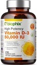 biophix Vitamin D-3 10000 IU High-Potency 120 Softgels - High-Potency Non-GMO Soy-Free Supports Strong Bones Immune Health