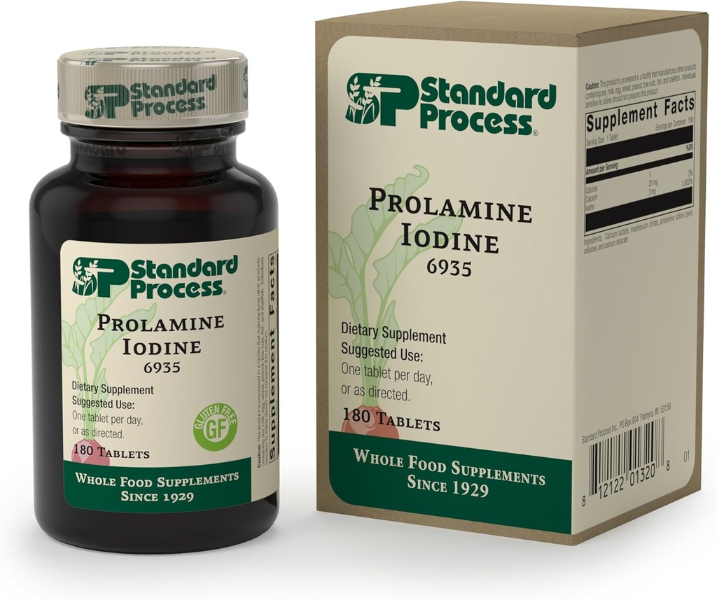 Standard Process - Prolamine Iodine - Υποστηρίζει υγιή επίπεδα ιωδίου, υγιή λειτουργία θυρεοειδούς, ασβέστιο, ιώδιο, χωρίς γλουτένη και χορτοφάγους - 180 δισκία