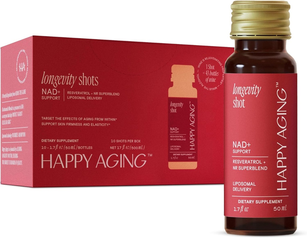 Liquid NAD+|Resveratrol| NMN Alternative | 10x More Absorption | Liposomal Nicotinamide Riboside and Resveratrol with Antioxidants | Twice-a-Week | Firm Skin & Brain Health| 10 Shots