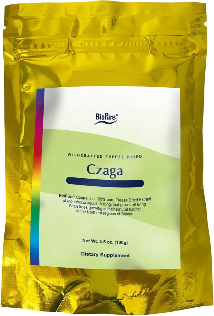 BioPure Czaga Freeze Αποξηραμένο Σιβηρικό εκχύλισμα – Ισχυρή σκόνη Chaga Mushroom πλούσια σε Beta-Glucans για την υποστήριξη του ήπατος, του ανοσοποιητικού και του γαστρεντερικού λειτουργίας, και βοηθά με την αντίδραση στρες του σώματος - 100g