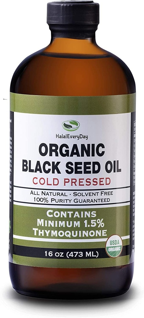 Organic Black Seed Oil - USDA Certified Cold Pressed Glass Bottle Πάνω από 1,5% Thymoquinone 3X αντοχή Turkish Black Cumin Nigella Sativa non-GMO 100% Pure Blackseed Oil (32oz Glass (2X16) Φιάλη)