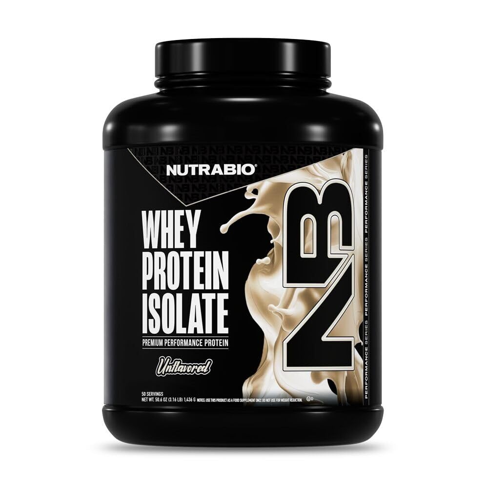 NutraBio 100% Whey Protein Isolate Protein Powder, 25g Protein with Complete Amino Acid Profile, Non-GMO, Soy & Glutten Free, Low Carb, Low Calorie Whey Protein Powder, Ακατέργαστη, 5 Lbs