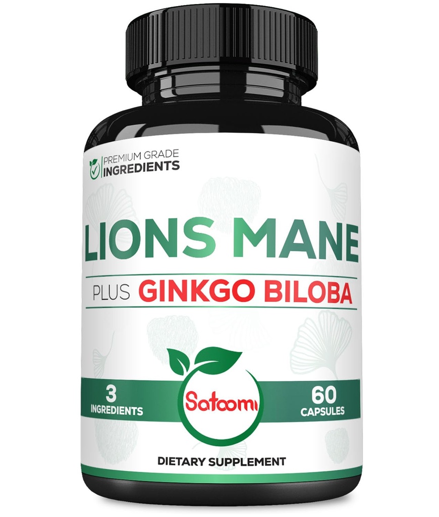 Lions Mane με Ginkgo Biloba συμπλήρωμα - 60 κάψουλες - Επιπλέον δύναμη για την ξεκούραστη διάνοια, την υγεία του εγκεφάλου, ανοσοποιητικό σύστημα & εστίαση - χωρίς γλουτένη, μη ΓΤΟ