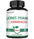 Lions Mane με Ginkgo Biloba συμπλήρωμα - 60 κάψουλες - Επιπλέον δύναμη για την ξεκούραστη διάνοια, την υγεία του εγκεφάλου, ανοσοποιητικό σύστημα & εστίαση - χωρίς γλουτένη, μη ΓΤΟ