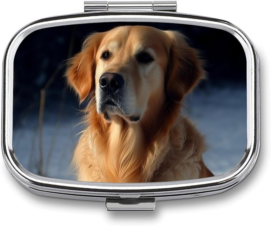 Golden Retriever Pill Box 2 Διαμέρισμα Φορητό Χάπια Υπόθεση Καθημερινή πλατεία Χάπια Διοργανωτής για Pocket Purse Καθημερινή Ιατρική Δοχείο για να κρατήσει βιταμίνες Fish Oil Ταξίδια Δώρα