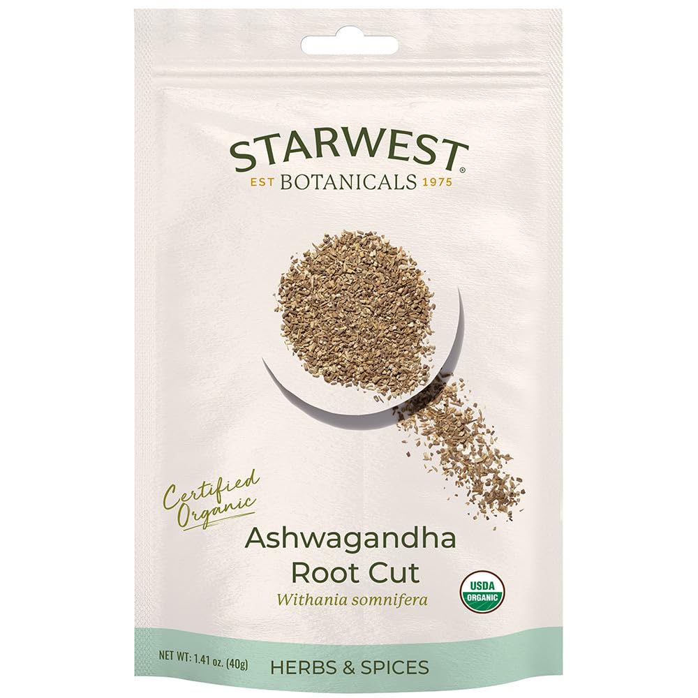 Starwest Botanicals Ashwagandha Root Cut Organic Eco-Friendly (1.41 oz)