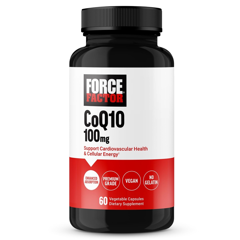 Force Factor CoQ10 100mg, Coenzyme Q10 Heart Health Supplement με ενισχυμένη απορρόφηση, Premium Grade Coq 10, Vegan, χωρίς γαλακτοκομικά, χωρίς γλουτένη, και μη ΓΤΟ, 60 κάψουλες λαχανικών