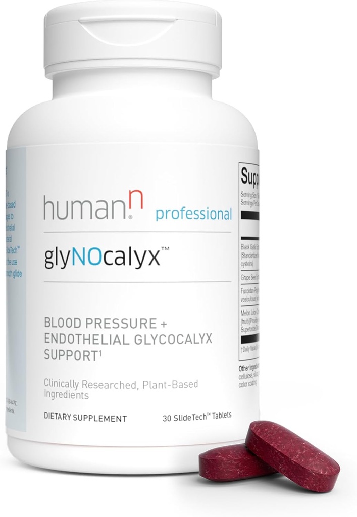 Humann glyNOcalyx Tablets - Endothelial Glycocalyx, Circulation & Nitric Oxide Support – Black Garlic, Grape Seed Extract, Fucoidan-Polyphenol Complex – 30 Count