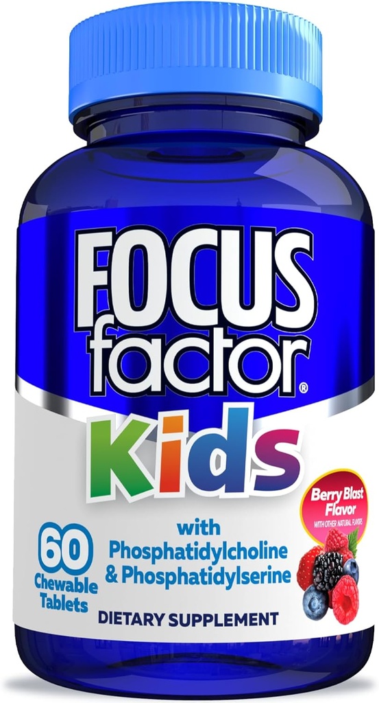 Focus Factor Kids Complete Daily Chewable Vitamins: Πολυβιταμίνη & Νευροθρεπτικό (Brain Function) w/Vitamin B12, C, D3-60 Count