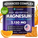 Γλυκινικό μαγνήσιο 2150MG Gummies για γυναίκες και άνδρες, Υψηλής Απορρόφησης Γλυκινικό μαγνήσιο, Κιτρικό, Μηλεϊνό Gummies για ενήλικες & παιδιά, Υποστήριξη ύπνου, Χωρίς ζάχαρη, Vegan, 60 μάσημα, Πορτοκαλί