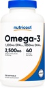 Nutricost Omega 3 Fish Oil - 2500MG, 120 Softgels (40 Serv) - Fish Oil, Wild Caught! 1200mg EPA 850mg DHA - Μη ΓΤΟ, Χωρίς γλουτένη