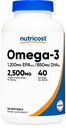 Nutricost Omega 3 Fish Oil - 2500MG, 120 Softgels (40 Serv) - Fish Oil, Wild Caught! 1200mg EPA 850mg DHA - Μη ΓΤΟ, Χωρίς γλουτένη