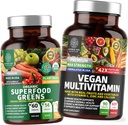 Number One Nutrition N1N Premium Plant-Based Multivitamin [86 Ισχυρά συστατικά] και Βιολογικά Superfood Greens [28 Ισχυρά συστατικά], για την υποστήριξη της υγείας και της συνολικής ευεξίας, 2 πακέτα