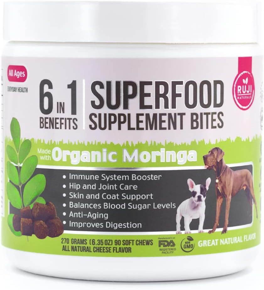 6 σε 1 Superfood συμπλήρωμα σκύλου με οργανικά Moringa 