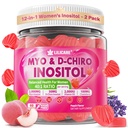 Ινοσιτόλη Gummies για γυναίκες + Chasteberry, Myo-Inositol & D-Chiro Inositol 2000mg + 50mg Ιδανικό 40:1 Ratio με μεθυλιωμένο B12 & Folate, Χολίνη, Μαγνήσιο, Βιταμίνη D3 για τη συνολική υγεία, Συσκευασία των 2