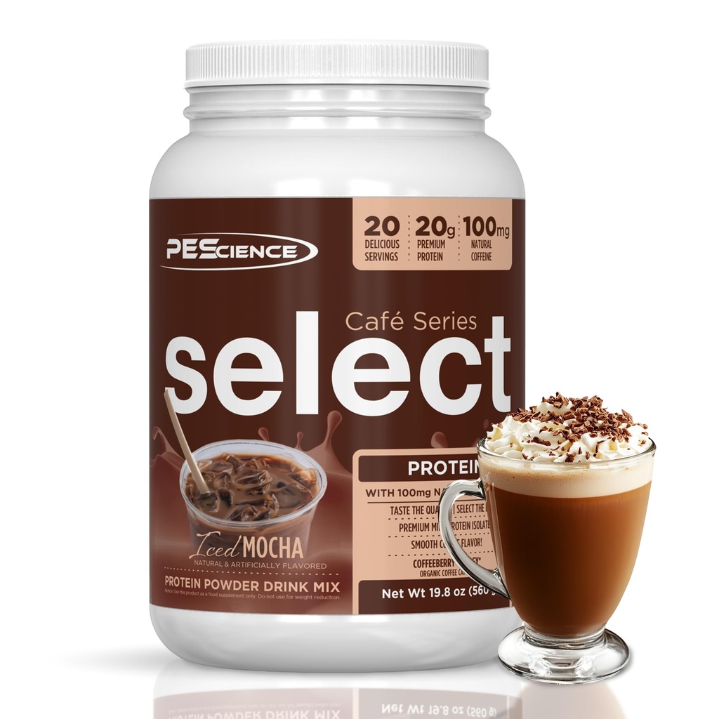PEScience Select Cafe Protein Coffee Flavored Powder, Iced Mocha, 100mg Caffeine, 20g Παγωμένη Protein Coffee Powder ή Creamer, 20 υπηρεσίες