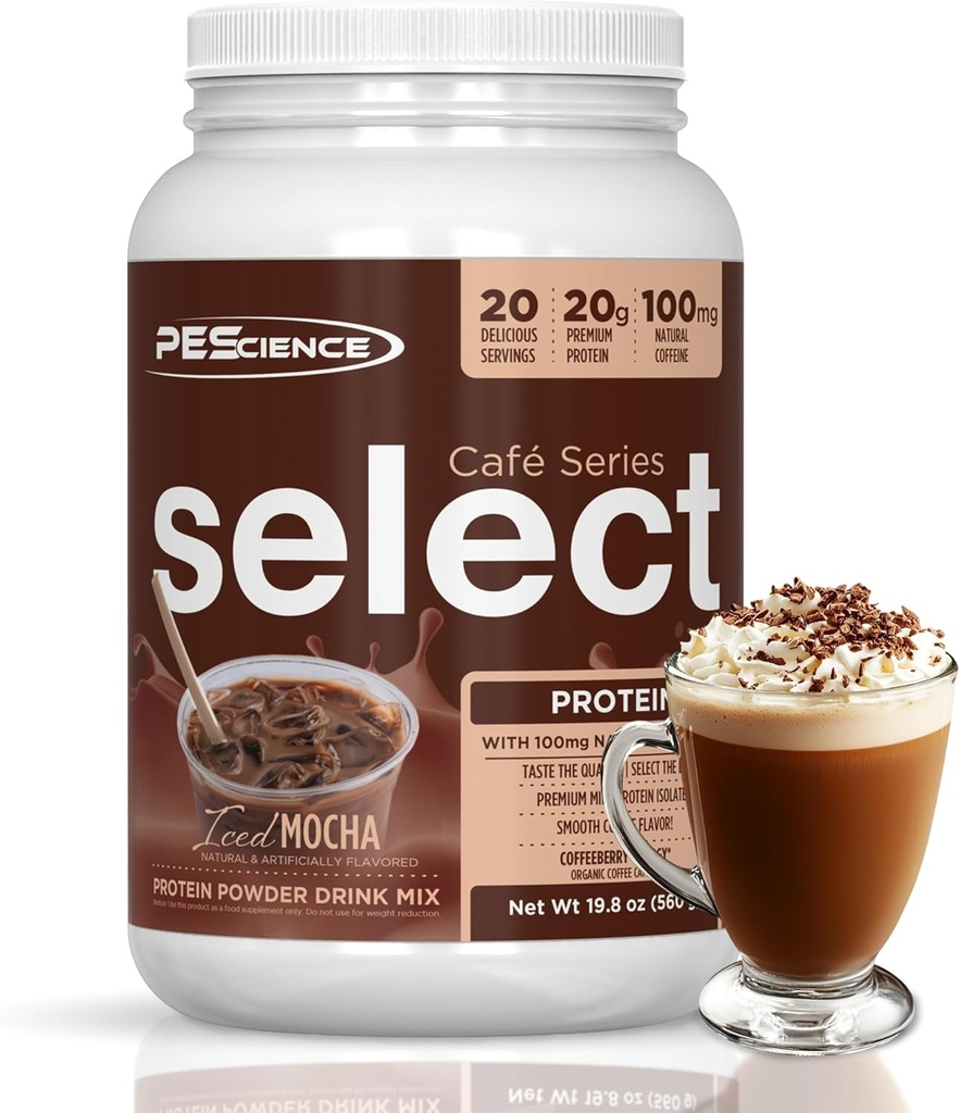 PEScience Select Cafe Protein Coffee Flavored Powder, Iced Mocha, 100mg Caffeine, 20g Παγωμένη Protein Coffee Powder ή Creamer, 20 υπηρεσίες