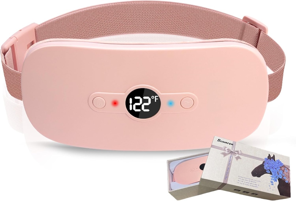 Bounren Portable Heating Pad for Period Cramps, Portable Cordless Heating Pad with Delicate Gift Giving Box,Soft Pink