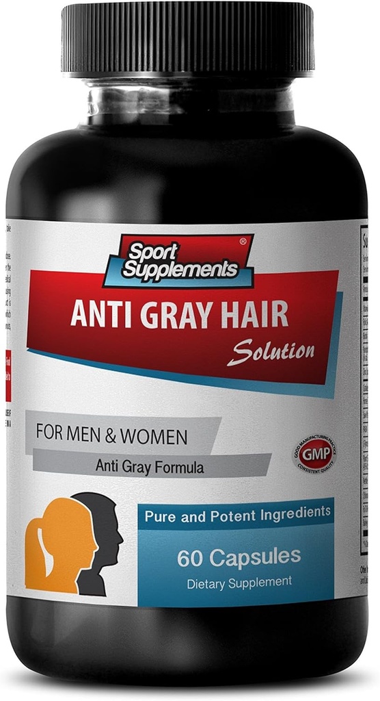 Εξαλείφουμε τα γκρίζα μαλλιά - Anti Gray μαλλιά φυσική φόρμουλα για άνδρες και γυναίκες - συμπλήρωμα βιοτίνης - Anti Gray συμπλήρωμα μαλλιών, Herbal γκρι αντιστροφή μαλλιών, αντιστροφή γκρι συμπλήρωμα μαυρίσματος μαλλιών, 1B 60 Caps