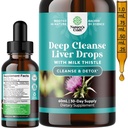 Deep Liver Cleanse, Detox & Repair with Milk Thittle Liquid Detox Liquid Artichoke Extract with Dandelion Leaf, Ginger & Turmeric Curcumin for Immunity & Daily Cleanse - 2Fl OZ