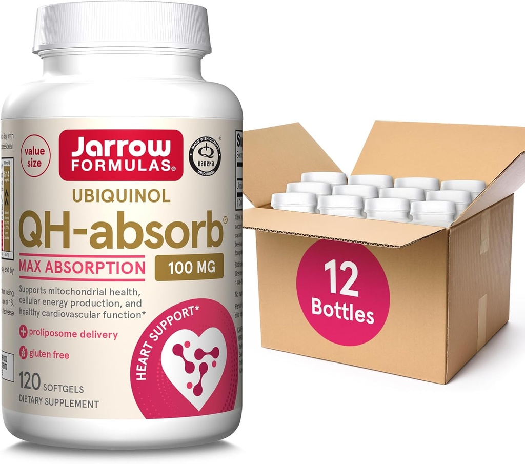 Jarow Formulas QH-Absorb, 100 mg, Ubiquinol Συμπλήρωμα διατροφής για την υγιή καρδιοαγγειακή λειτουργία, 120 Softgels, 120 Day Supply, 12 συσκευασίες