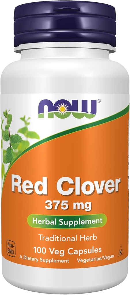 NOW Συμπληρώματα Τροφίμων, Red Clover (Trifolium pratense) 375 mg, συμπλήρωμα βοτάνων, 100 κάψουλες Veg