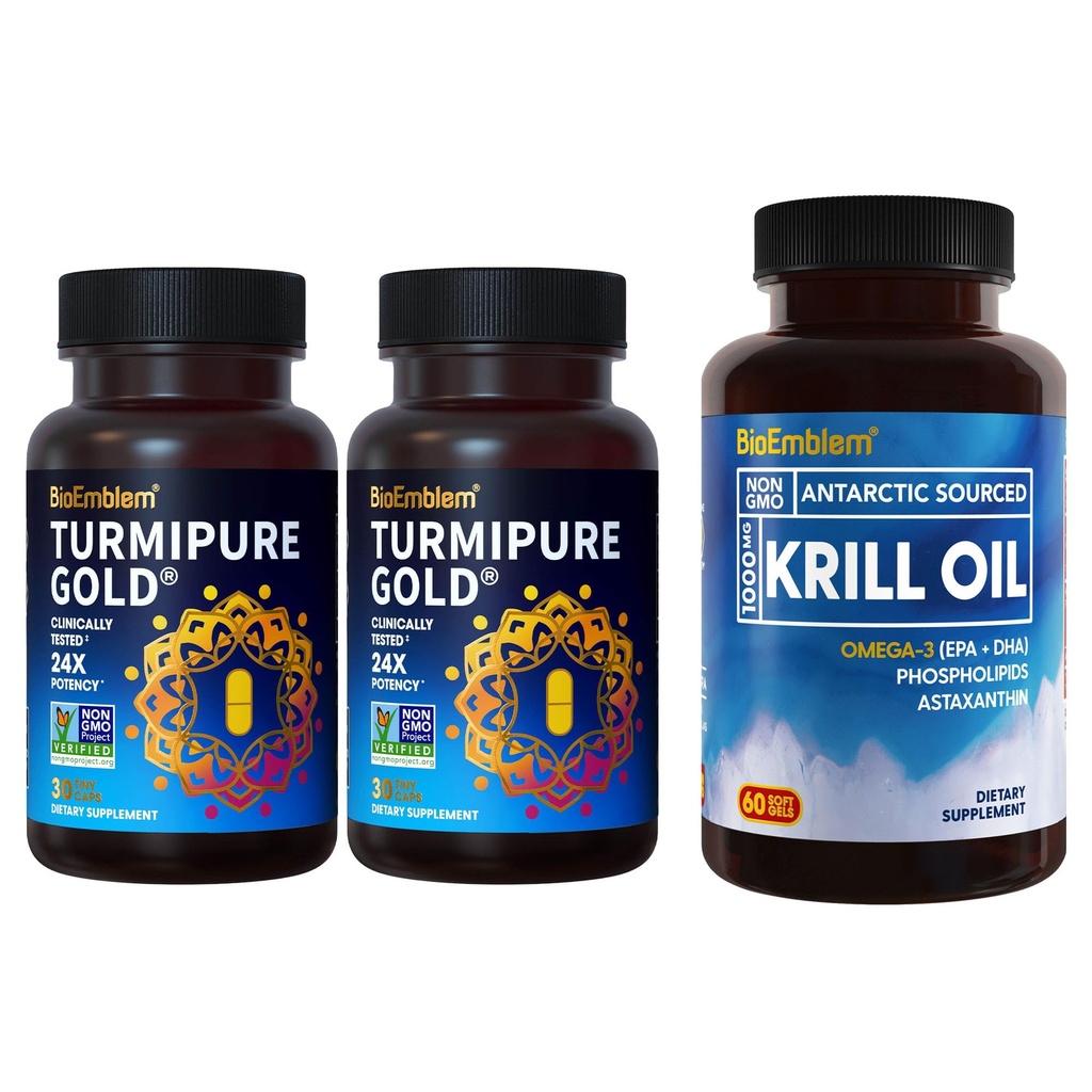 BioEmblem Turmeric Curcumin με κλινικά Σπουδασμένη TurmiPure Ανταρκτική συμπλήρωμα λαδιού κριλ