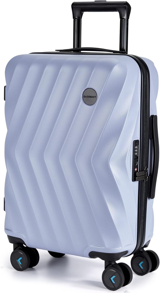 BAGSMART Carry On Luggage 22x14x9 Airline Εγκεκριμένη, PC Hardside Suitca, 20 Inch Carryon με τροχούς Spinner, Travel Luggage Ελαφριές Rolling Suitcases για άνδρες γυναίκες (Purple)