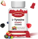 L Tyrosine Gummies 1000mg, L-Θεανίνη συμπλήρωμα Gummy 200mg, Ζάχαρη Δωρεάν L-Τυροσίνη με βιταμίνη Β6 Ενεργειακά συμπληρώματα για ενήλικες & παιδιά - Vegan (60 Count)
