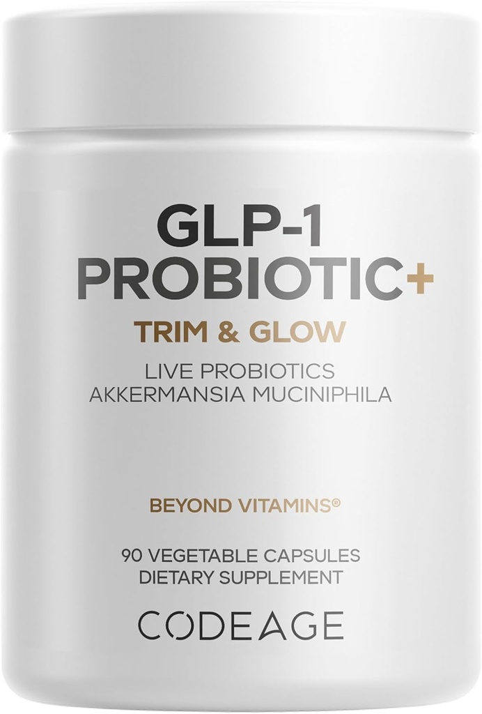 Κωδικός GLP-1 Probiotic+ - Ζωντανά Προβιοτικά Akkermansia, Clostridium, Bifidobacterium, Chicory Inulin Probiotic, Prebiotics & Postbiotics Συμπλήρωμα - 500 Million AFU, 3-Month Supply - 90 Κάψουλες