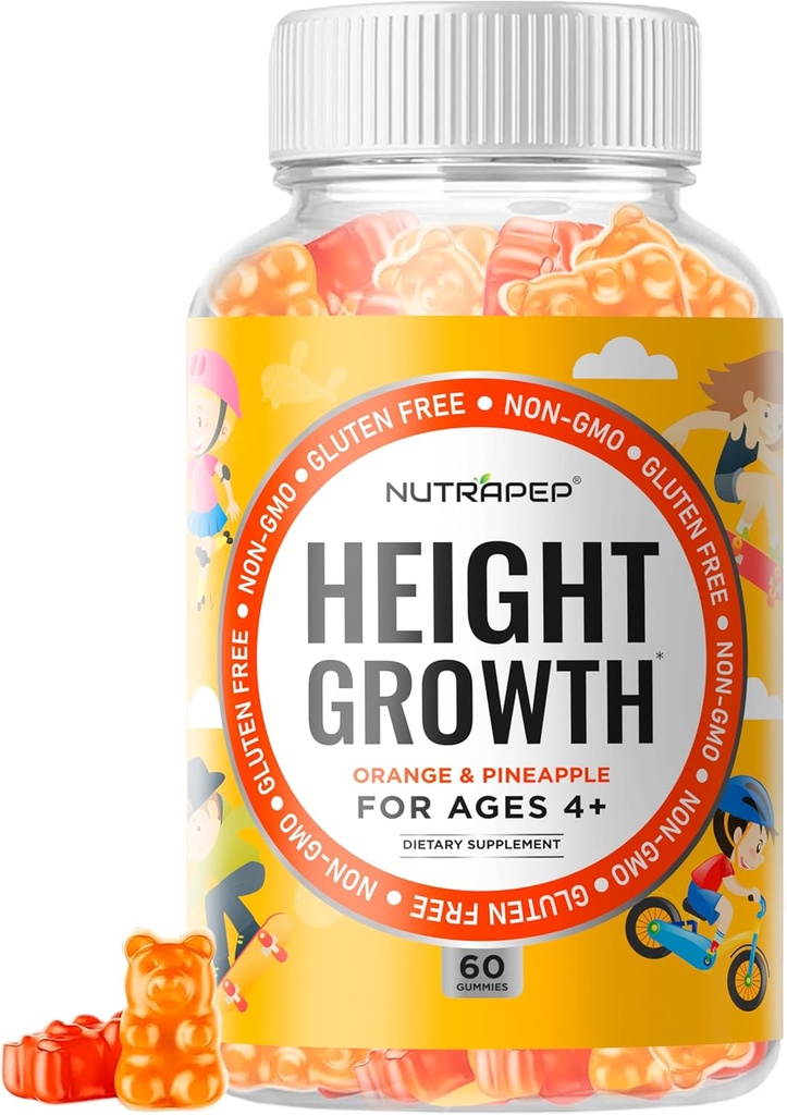 Εφηβικό συμπλήρωμα ανάπτυξης ύψους Gummies - Τα παιδιά μεγαλώνουν ψηλότερα φυσική αύξηση ύψους πολυβιταμίνη - με βιταμίνη ασβεστίου D3 K2 ψευδάργυρος L-αργινίνη L-Γλουταμίνη L-Ορνιθίνη για αγόρια κορίτσια